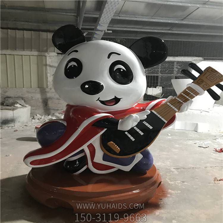 玻璃钢卡通熊猫弹琴公仔游乐园摆件博鱼网页版