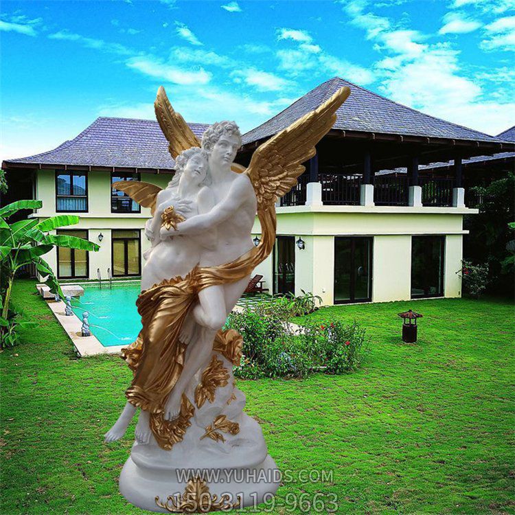 玻璃钢西方天使漆金艺术博鱼网页版摆件