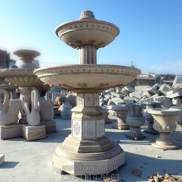 酒店会所欧式黄锈石景观喷泉流水转动球博鱼网页版