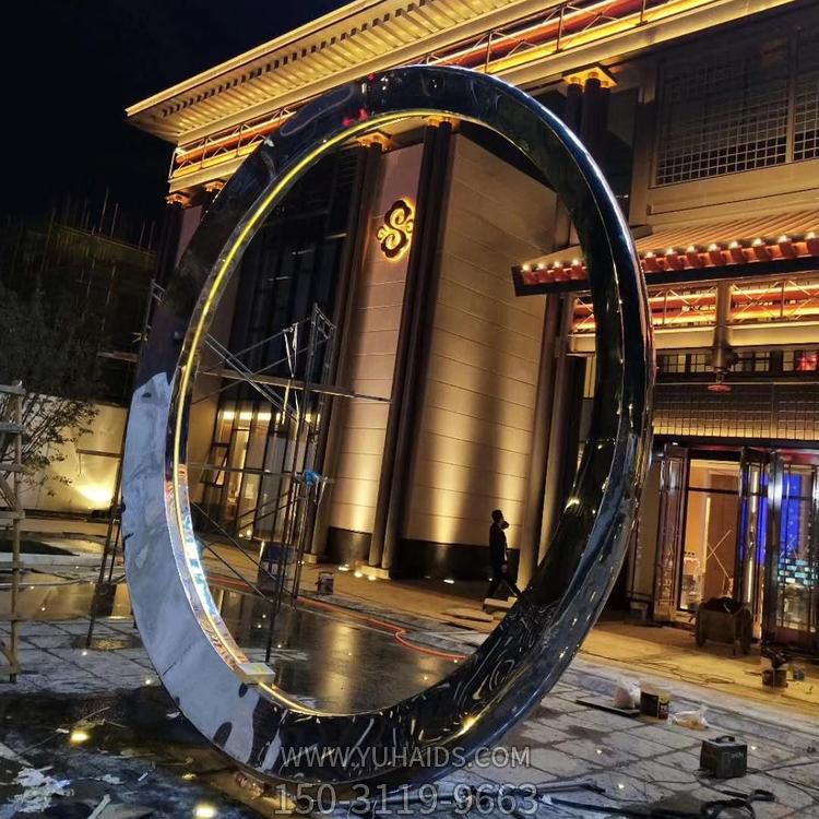 酒店会所摆放不锈钢圆环喷泉景观博鱼网页版