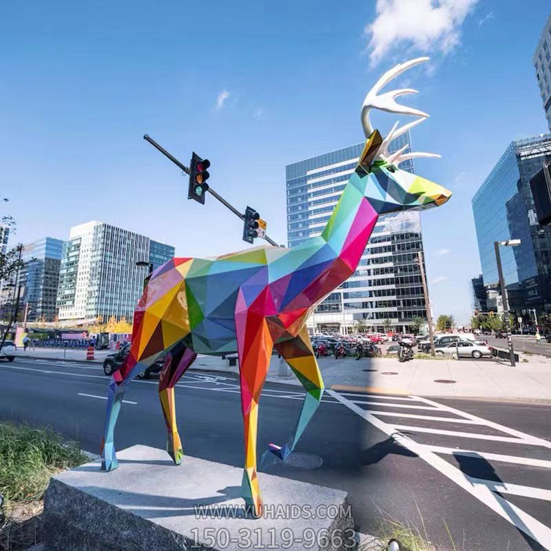 城市街道玻璃钢彩绘几何梅花鹿博鱼网页版