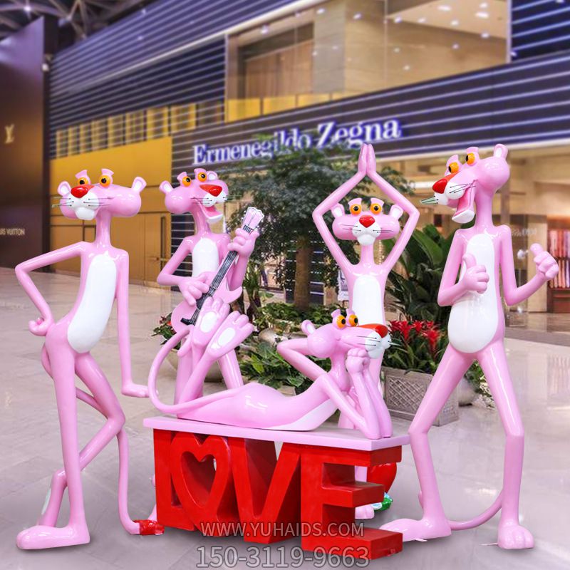 海边卡通创意粉红豹树脂童趣博鱼网页版