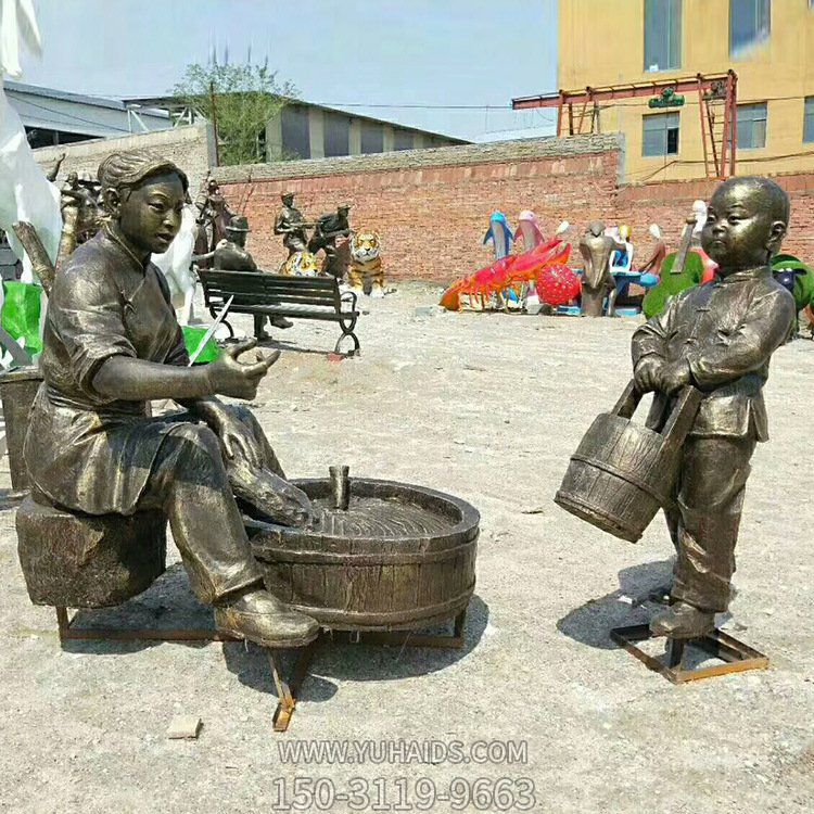 洗衣服场景博鱼网页版，玻璃钢民俗生活人物博鱼网页版