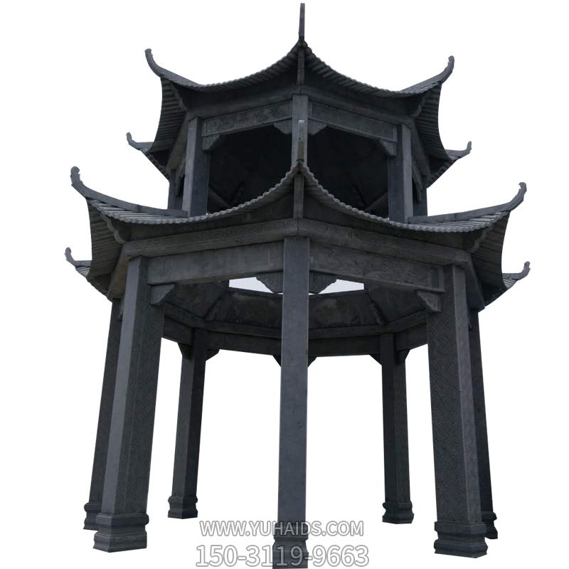 大型仿古青石多角寺庙景观凉亭博鱼网页版