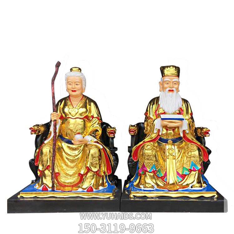 寺庙玻璃钢彩绘土地公土地婆雕像博鱼网页版