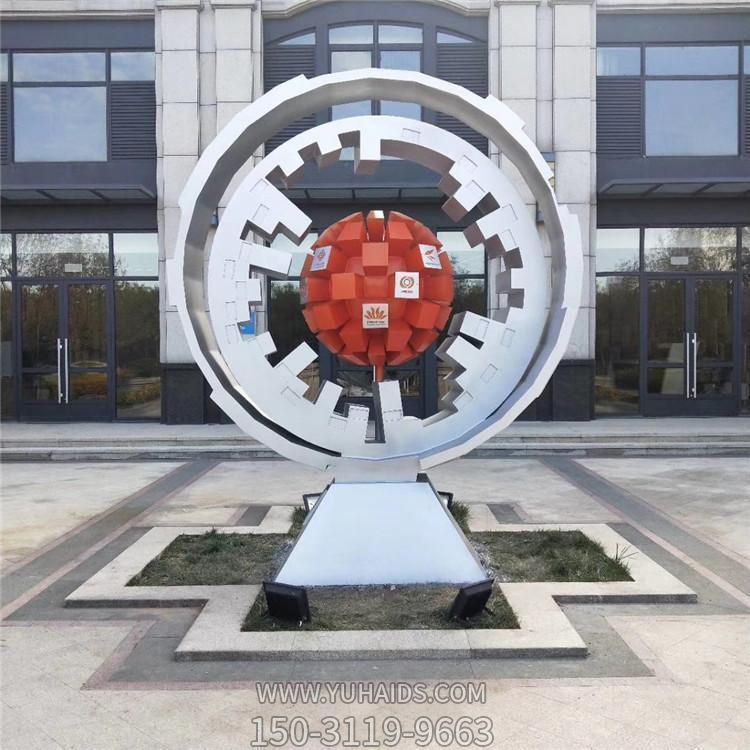 不锈钢创意圆形镂空博鱼网页版 城市小区园林摆件