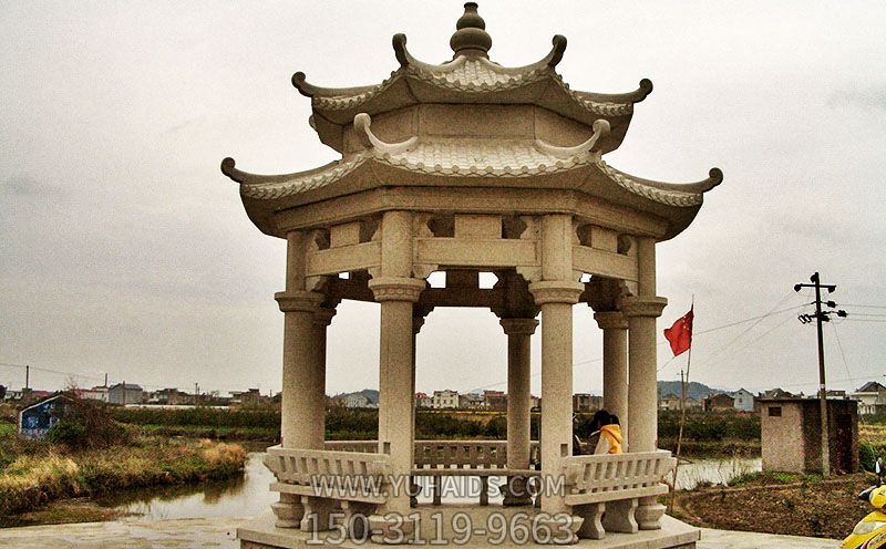 广场湖边摆放花岗岩双顶观景休息凉亭座椅博鱼网页版