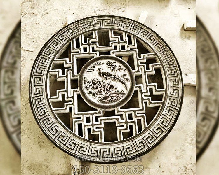 大理石镂空花鸟窗花中式庭院装饰墙面摆件博鱼网页版