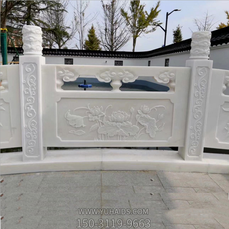 菊花纹汉白玉云柱石栏板栏杆博鱼网页版