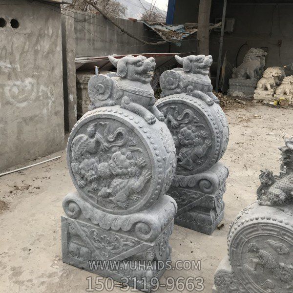 大理石石雕大型浮雕貔貅门墩抱鼓石博鱼网页版