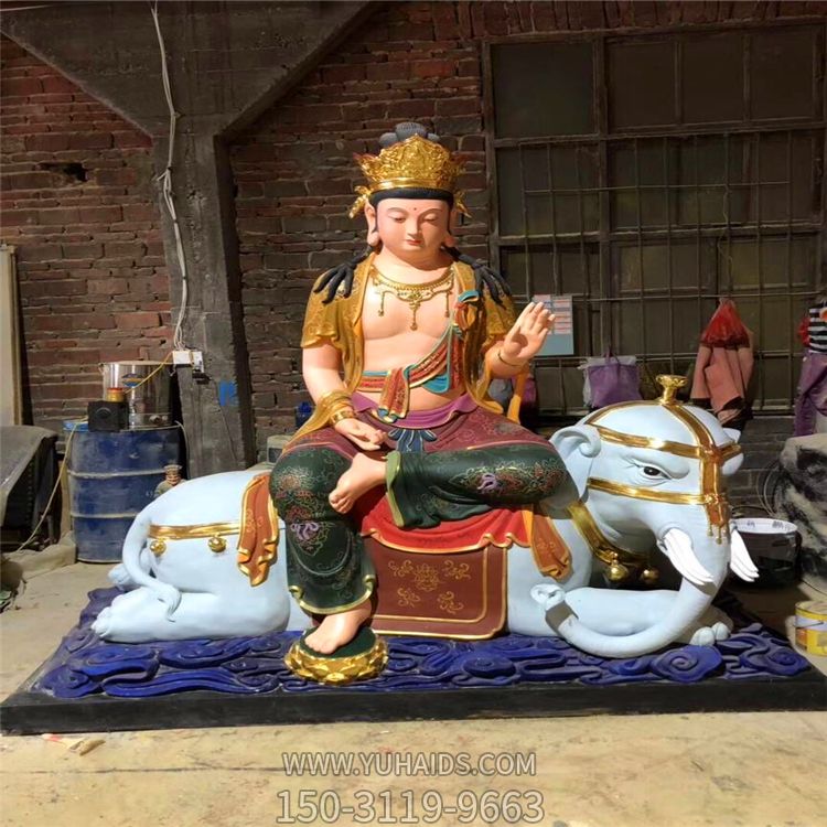 玻璃钢树脂彩绘寺庙菩萨文殊普贤博鱼网页版