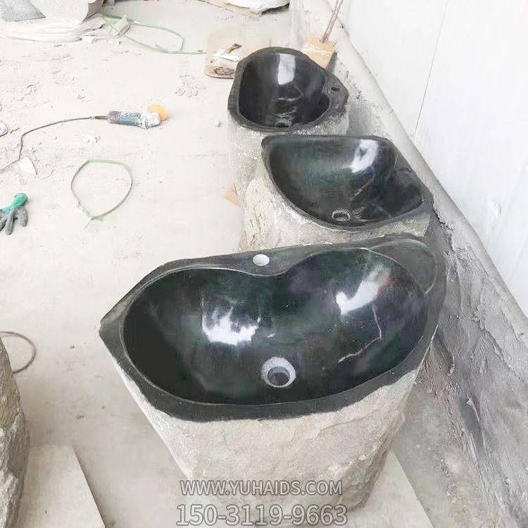 青石仿古鱼缸花盆定制 户外公园景观石雕花盆摆件 雕刻花钵博鱼网页版_1309