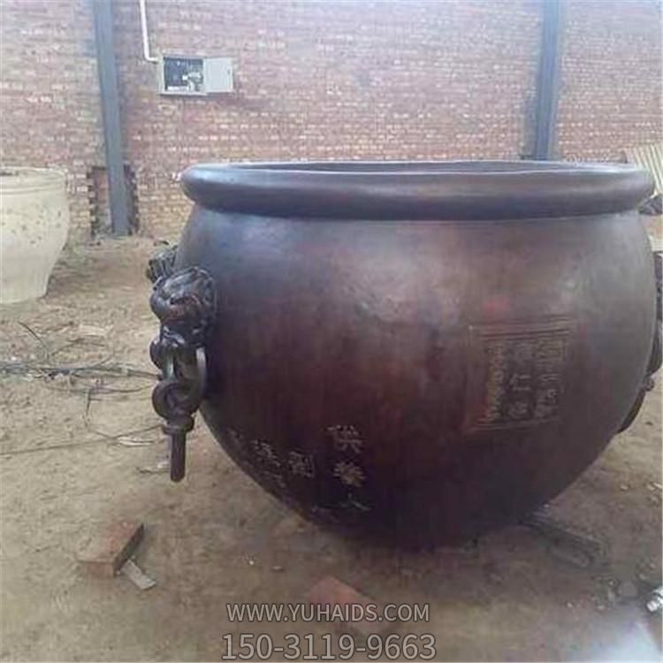 纯铜铸造圆形仿古大型水缸景点摆件博鱼网页版