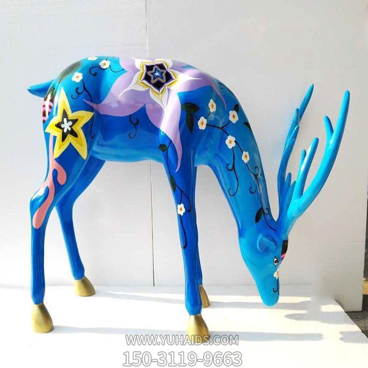 房产装饰摆放玻璃钢喷漆花朵动物梅花鹿小品博鱼网页版