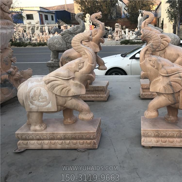 大理石雕刻吉祥如意小象门墩别墅门口摆件博鱼网页版