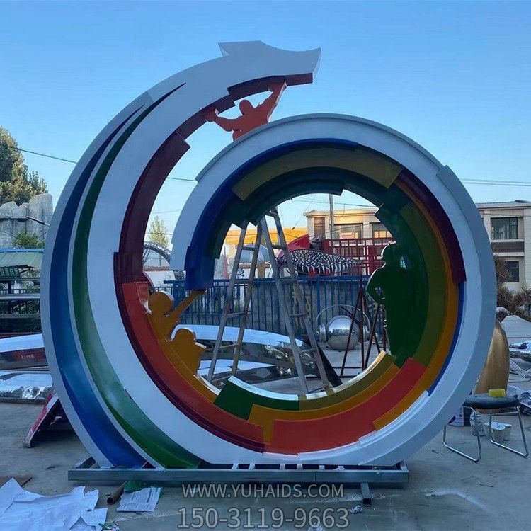 不锈钢抽象圆环广场公园景观小品博鱼网页版