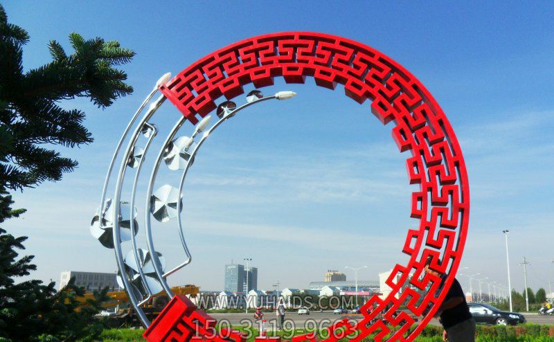 中国元素公园镂空抛光不锈钢花环博鱼网页版