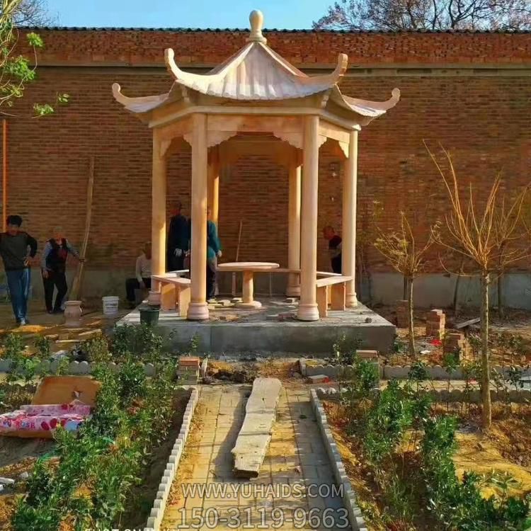 别墅庭院小区乘凉装饰晚霞红中式六角亭子博鱼网页版