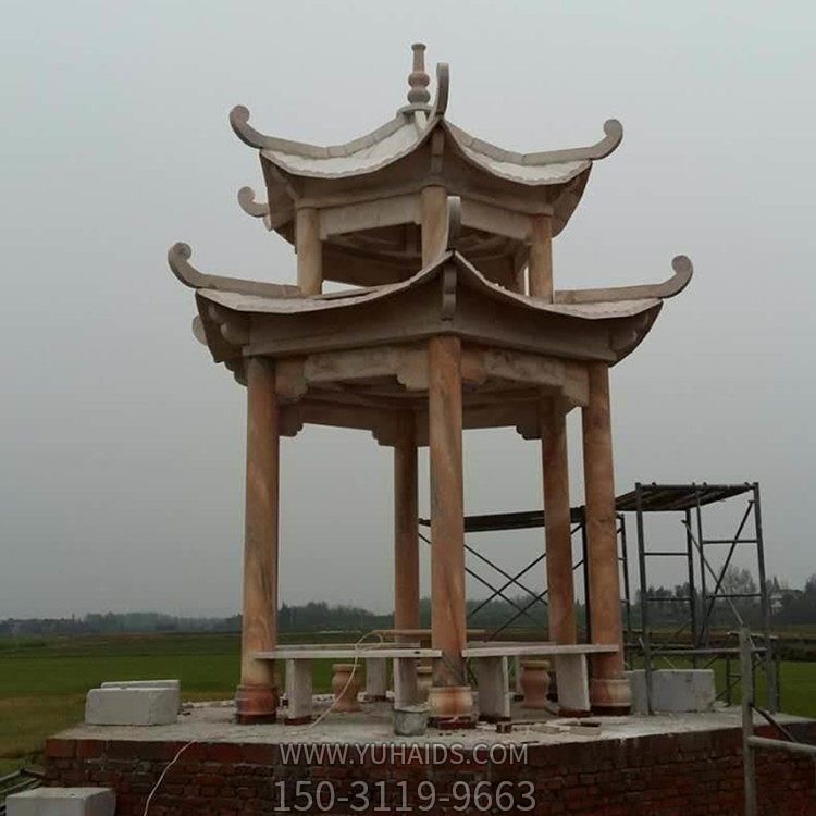 户外公园晚霞红双层凉亭博鱼网页版