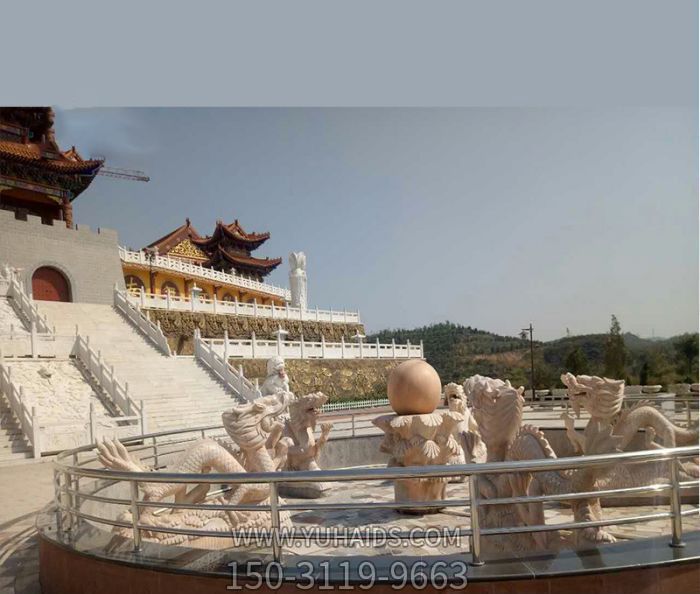 景区广场摆放晚霞红龙戏球风水球大型喷泉石雕博鱼网页版