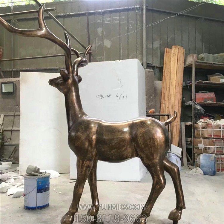 玻璃钢仿铜户外园林大型梅花鹿博鱼网页版
