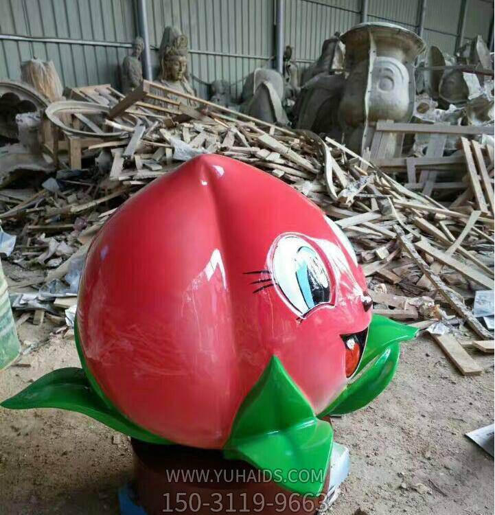 玻璃钢卡通彩绘大型水果桃子博鱼网页版摆件