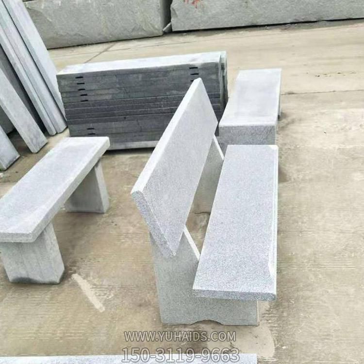 公园户外摆放天然花岗岩长形靠背休闲石凳博鱼网页版