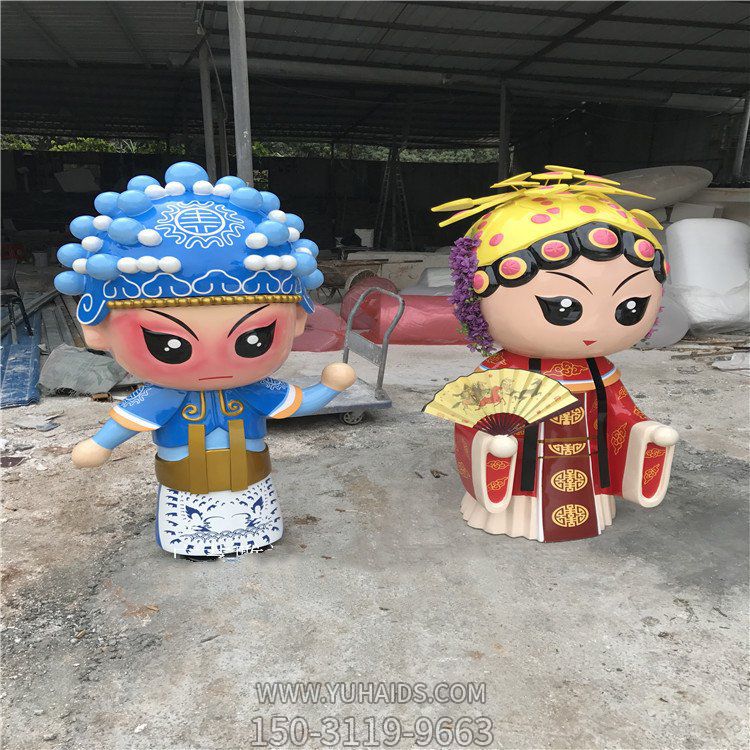 商场创意玻璃钢彩绘唱戏的人物摆件博鱼网页版