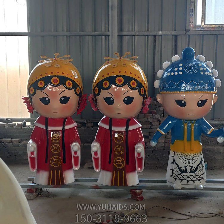 戏剧园宣传装饰玻璃钢彩绘卡通京剧公仔博鱼网页版