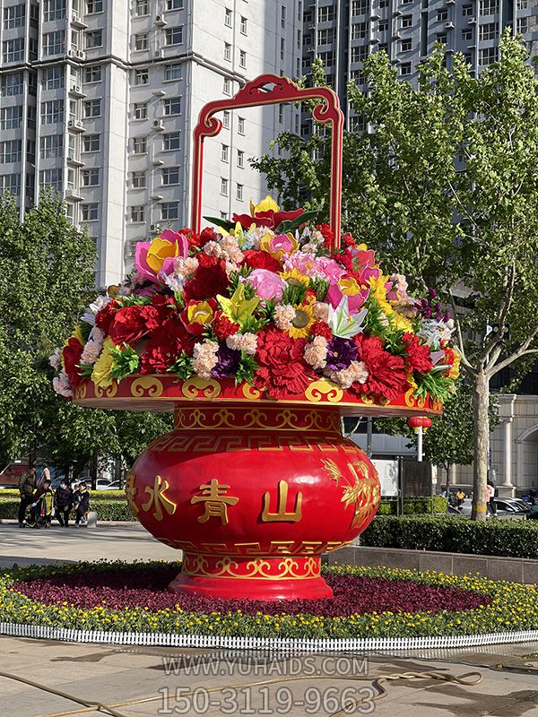 景区广场大型景观装饰品玻璃钢彩绘国庆大花篮博鱼网页版