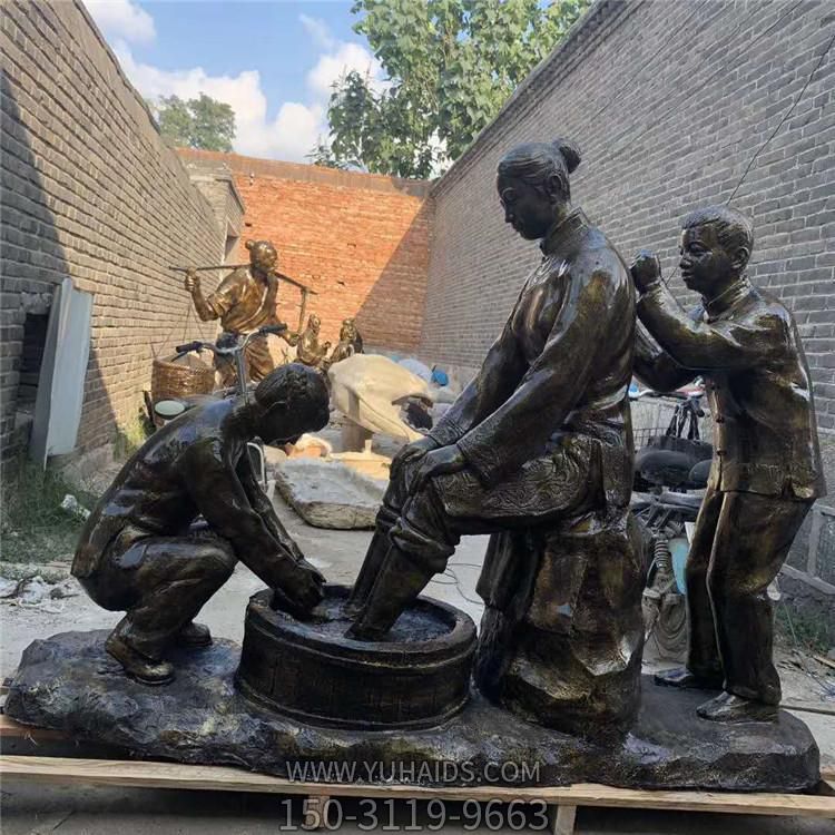 玻璃钢仿铜洗脚发人物景观摆件 情景小品孝文化博鱼网页版