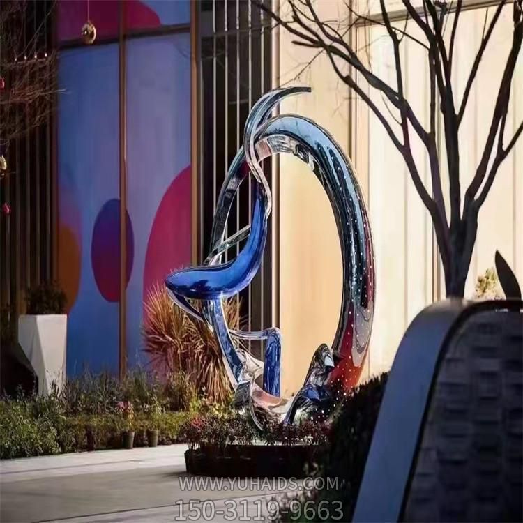 镜面不锈钢创意景观抽象圆环博鱼网页版摆件