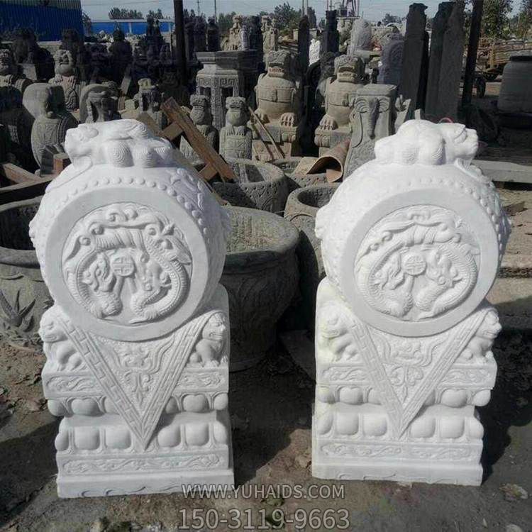 石雕门墩一对汉白玉抱鼓石别墅门口摆件博鱼网页版