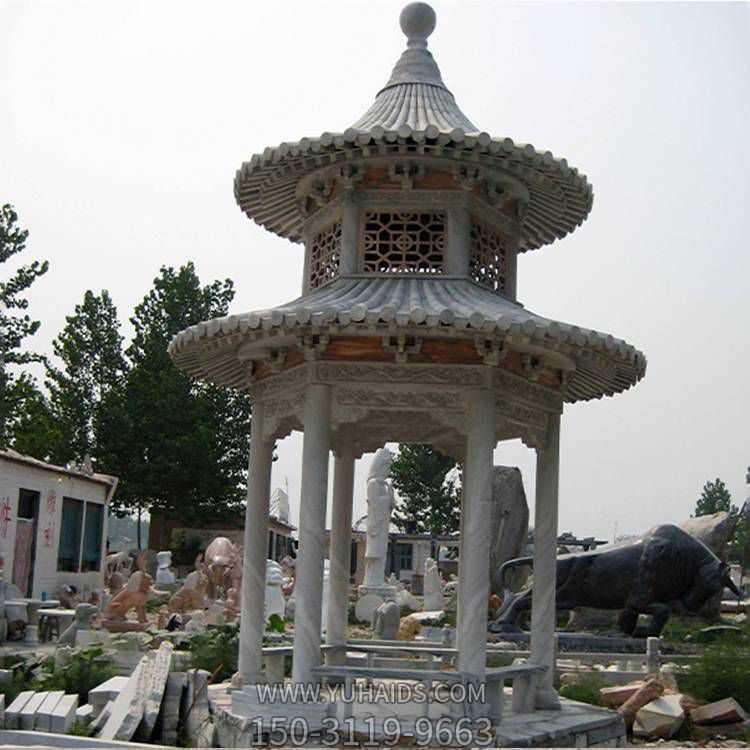 石雕仿古建筑二层圆顶休息凉亭户外园林博鱼网页版