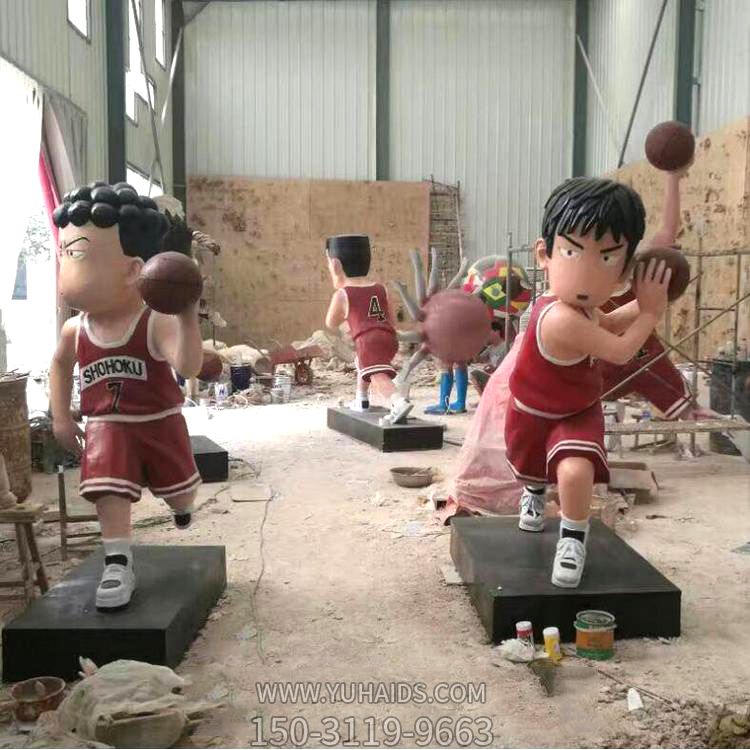 商业街摆放全民健身卡通打篮球人物玻璃钢博鱼网页版