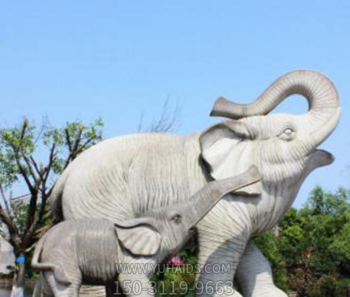 公园户外大理石石雕母子象博鱼网页版