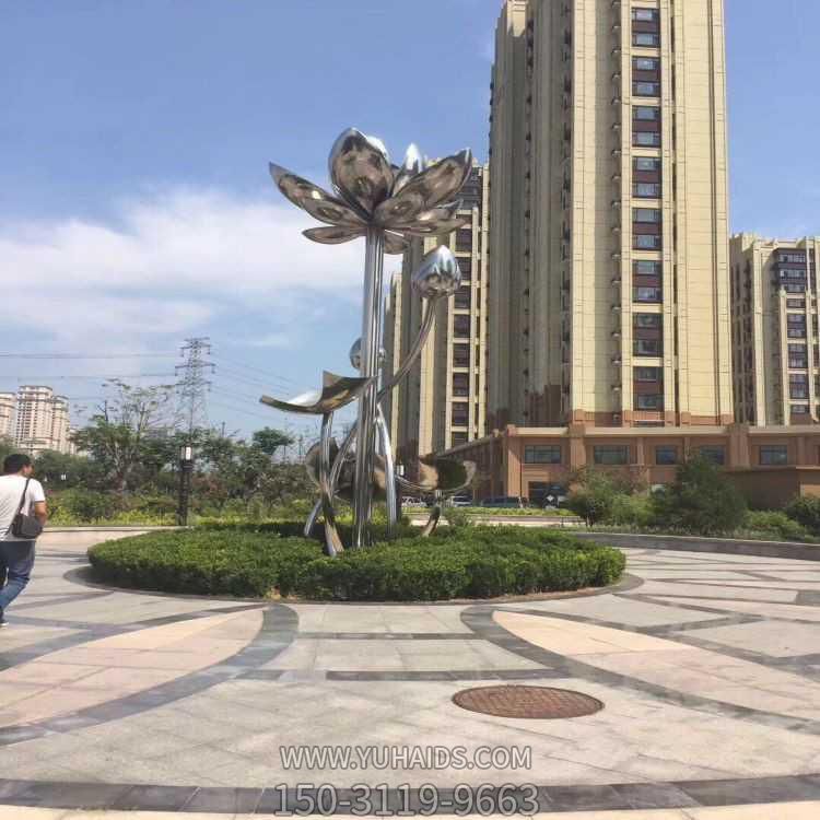 镜面不锈钢广场大型景观莲花景观摆件博鱼网页版