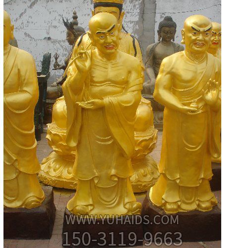 玻璃钢仿铜寺庙大型十八罗汉博鱼网页版