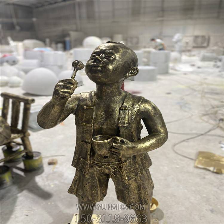 园林广场铜雕吹泡泡的儿童景观博鱼网页版