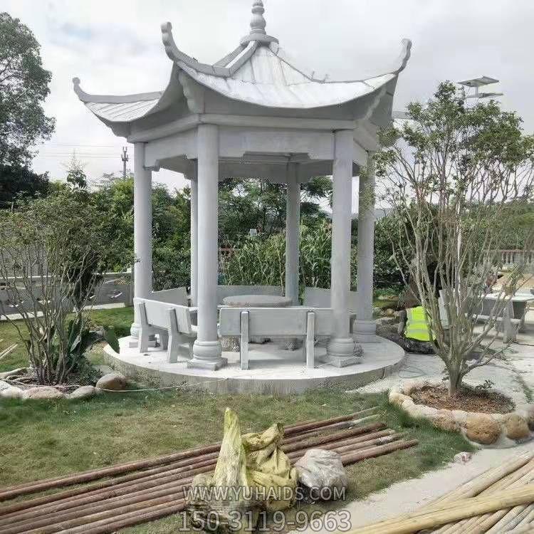 大理石石雕六角凉亭摆件户外公园摆件博鱼网页版