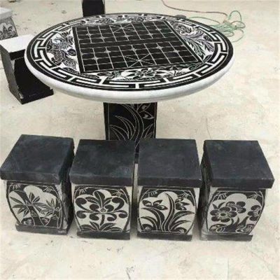 公园休息棋盘格青石石雕石桌椅博鱼网页版