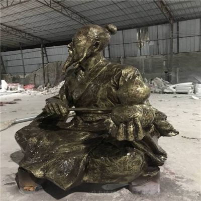 户外公园玻璃钢仿铜古代人物景观摆件