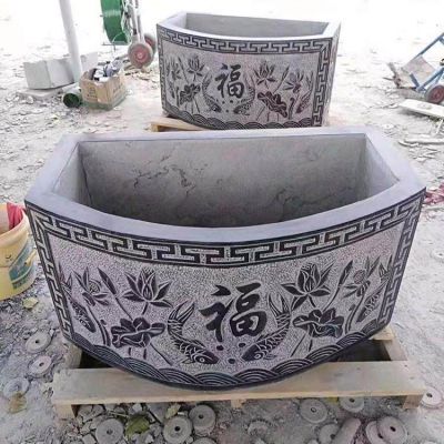 仿古青石石雕花盆博鱼网页版