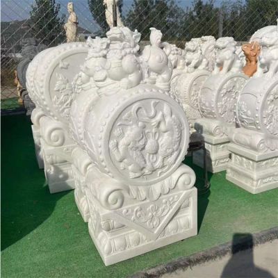  古建石门墩摆件 仿古做旧大理石抱鼓石博鱼网页版