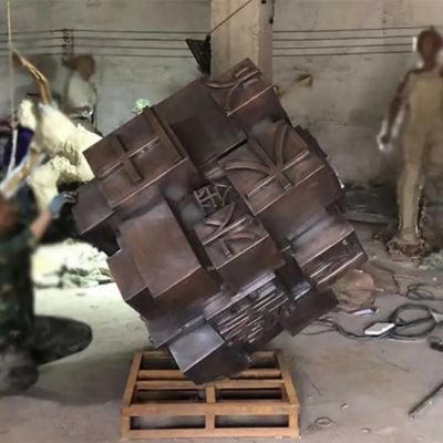 玻璃钢仿铜立体刻字魔方景观博鱼网页版城市广场摆件