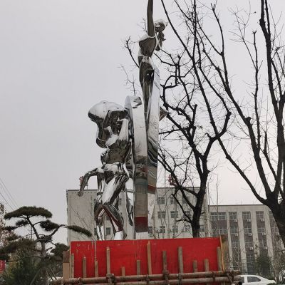 镜面不锈钢户外园林景观抽象远动人物博鱼网页版摆件