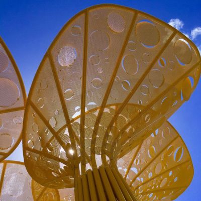 铁艺不锈钢抽象树，大型树叶遮阳亭子