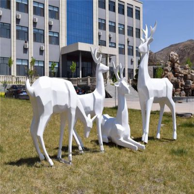 户外草坪不锈钢几何户外园林梅花鹿博鱼网页版