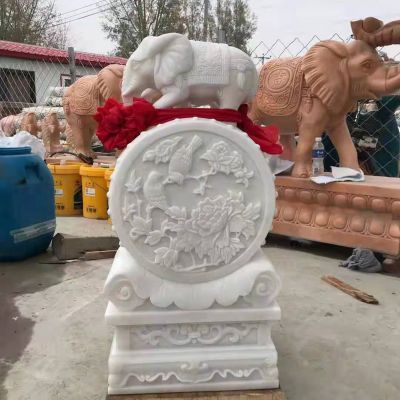 汉白玉浮雕莲花大型庭院,饭店抱鼓石博鱼网页版