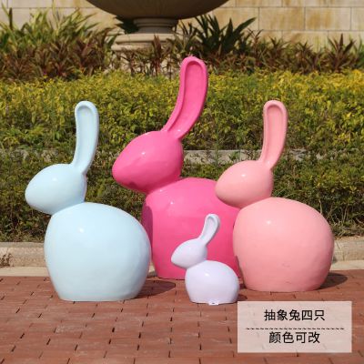 花园四只玻璃钢抽象兔子博鱼网页版